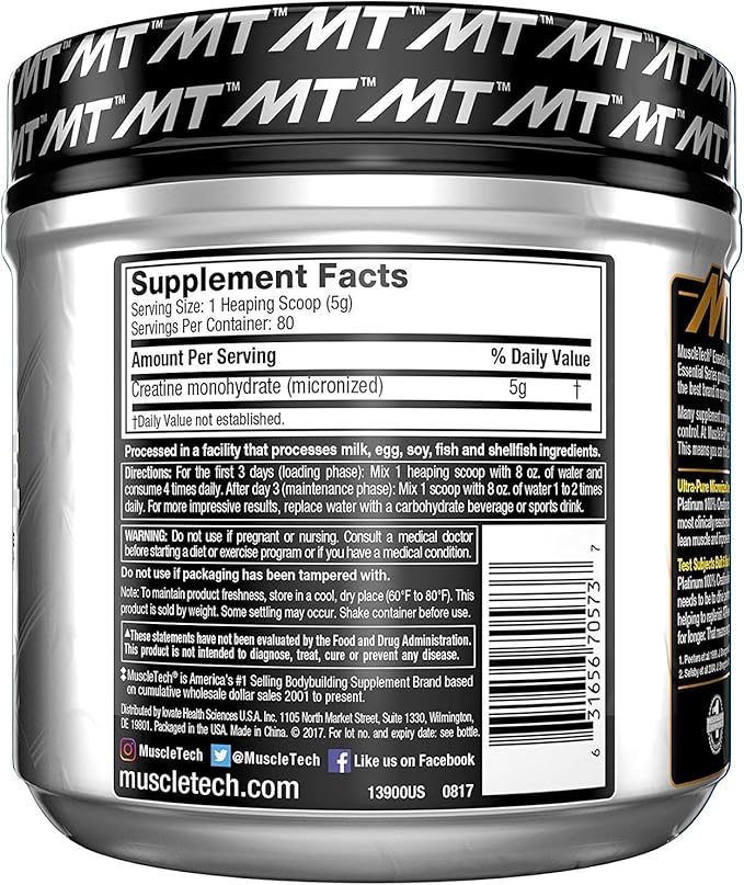 MuscleTech Creatine Monohydrate Powder Platinum Pure Micronized Muscle Recovery + Builder &amp Platinum Multivitamin for Immune Support 18 Vitamins &amp Minerals