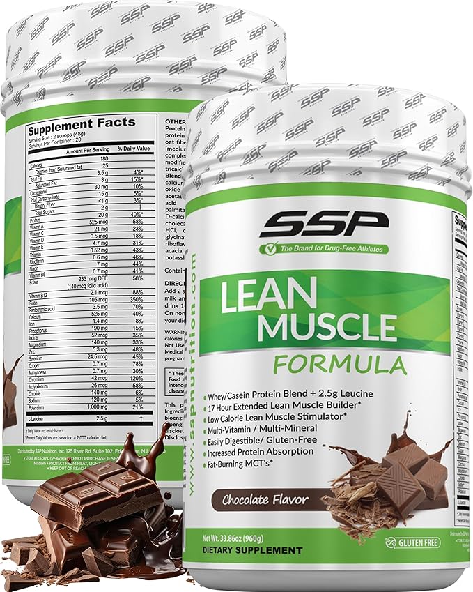 SSP Protein - Whey Isolate &amp Casein with Leucine &amp MCT - Low-Calorie Chocolate Meal Replacement for Lean Muscle Nutrition