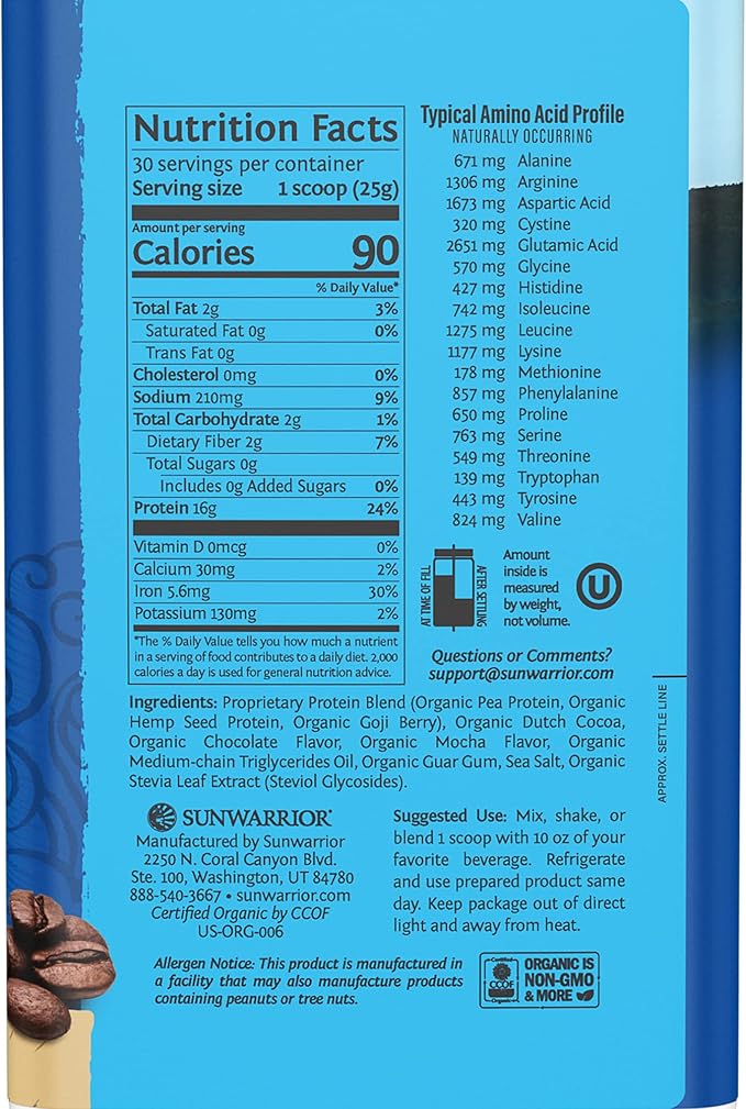 Sunwarrior Mocha &amp Chocolate Organic Plant Based Protein Powder Set | Bundle &amp Save | Vegan Organic Protein Powder | Non-GMO Soy Dairy Filler &amp Gluten Free (32 Servings Chocolate 30 Servi