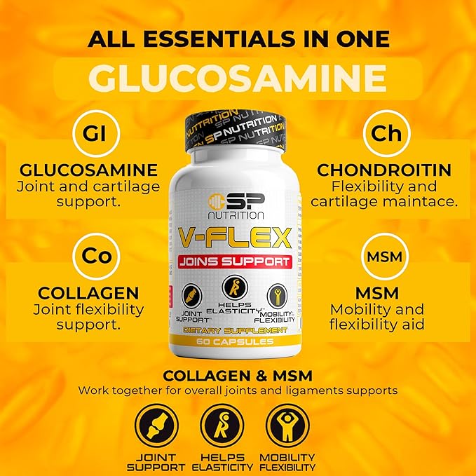 SP Nutrition V-Flex – Advanced Joint Support Supplement with Glucosamine Chondroitin MSM Collagen &amp Hyaluronic Acid – Supports Mobility &amp Flexibility – 120 Capsules