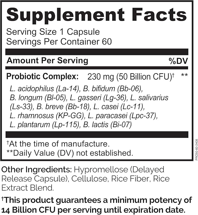 NATURELO Probiotics for Digestive Health 50 Billion CFU 60 Vegetarian Capsules 11 Strains Daily Use Supplement Delayed Release No-Fridge Boosts Immune System Probiotics for Women &amp Men
