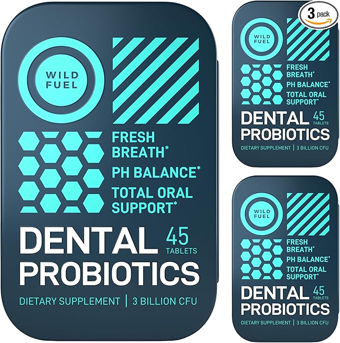 3-PACK Oral Probiotics for Teeth Bad Breath Gum Health - 3bn CFU K12 Lactobacillus Salivarius Acidophilus Casei Dental Probiotic in a Travel Tin - 135Fresh Breath Mint Dental Probiotics Pills