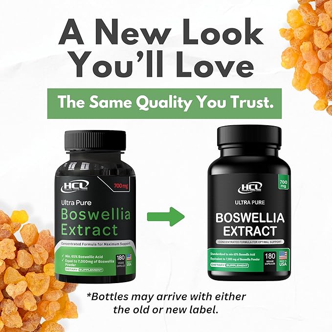 HCL HERBAL CODE LABS Boswellia Serrata Extract Capsules 65% Boswellic Acid 700mg Equal to 7000mg Resin Powder Extra Strength &amp Superior Absorption 6 Month Supply 180 Vegan Capsules Non-GMO
