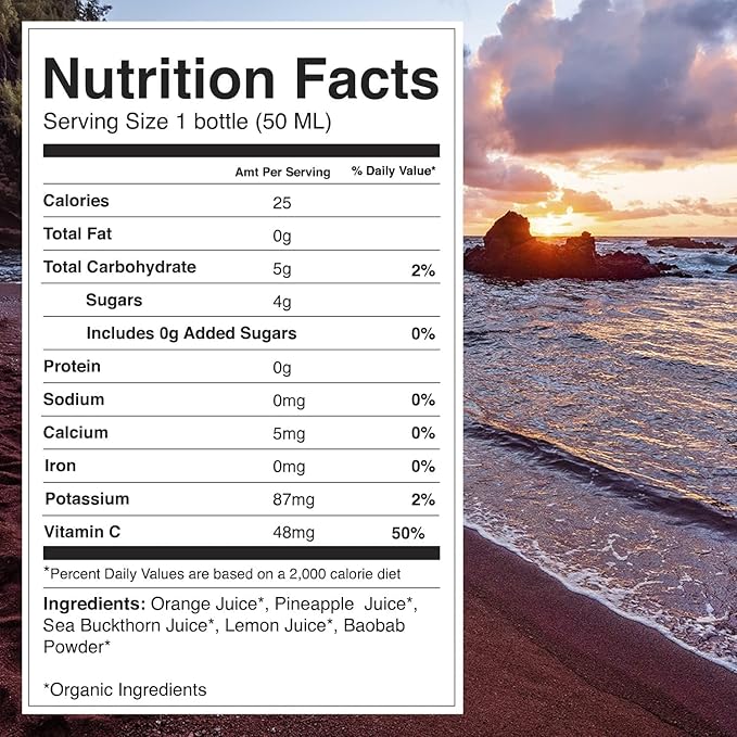 Sea Buckthorn and Baobab Shot - 24 Packs - Potent C - Superfoods Vitamin C Shot - USDA Certified Organic