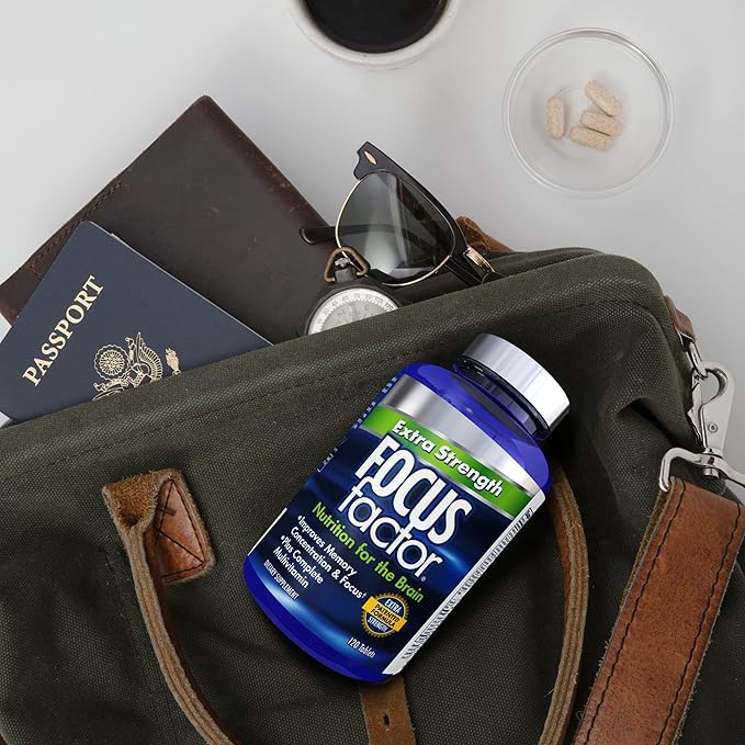 Focus Factor Adults Extra Strength 120 Count - Brain Supplement for Memory &amp Kids Complete Daily Chewable Vitamins: Multivitamin &amp Neuro Nutrient (Brain Function) w/Vitamin B12 C D3-60 Coun