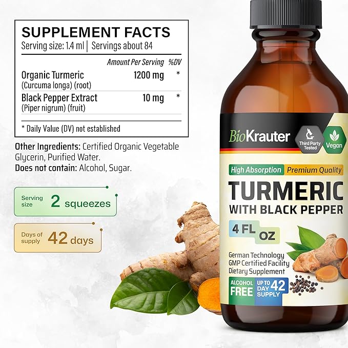 Turmeric with Black Pepper Tincture 4 Fl. Oz. &amp Milk Thistle 250 Capsules.