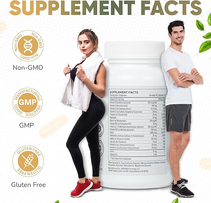 High Potency Multivitamin with AREDS2 Nutrients Physician-Formulated Daily Supplement with Lutein Zeaxanthin Zinc Vitamin C &amp E Methylated B Vitamins 3rd Party Tested