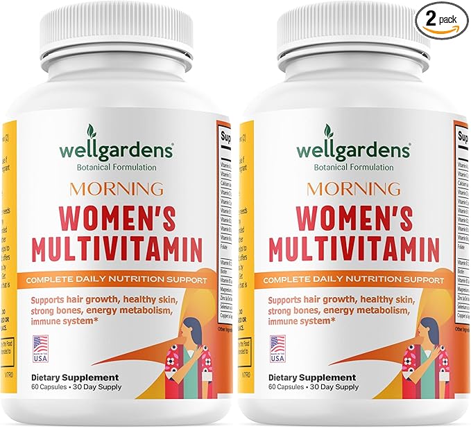 100% Pure Womens Multivitamin for Hair Growth + Complete Vitamins for Women – Biotin Zinc Antioxidants – Supports Skin Energy Immune Health – Made in USA – 60 Capsules (Pack of 2)