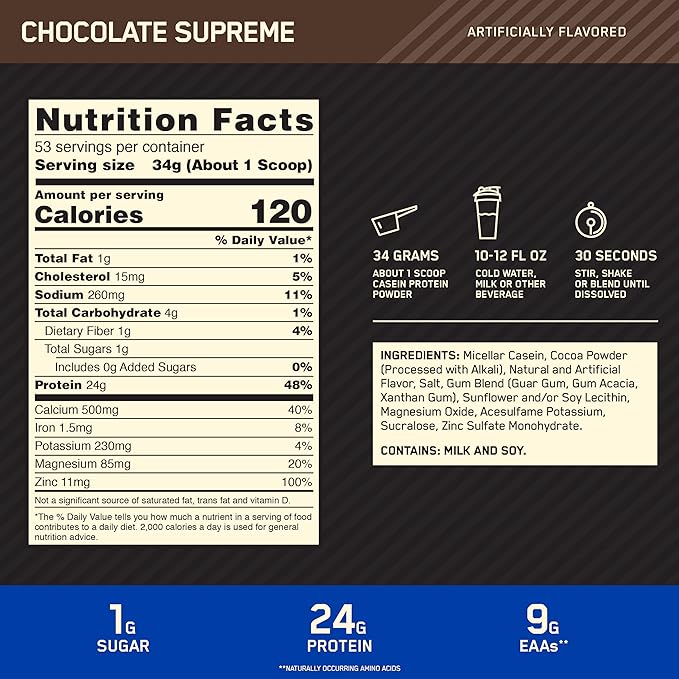 Optimum Nutrition Gold Standard 100% Micellar Casein Protein Powder &amp Gold Standard 100% Whey Protein Powder Extreme Milk Chocolate 5 Pound (Packaging May Vary)