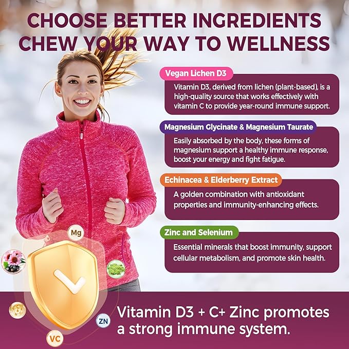 10 in 1 Immune Support Supplement Gummies w/Echinacea Elderberry Vitamin C and Zinc Selenium Vitamin D3 5000IU Magnesium Daily Immune Booster Multivitamin for Antioxidant Bone Energy 1 Pack