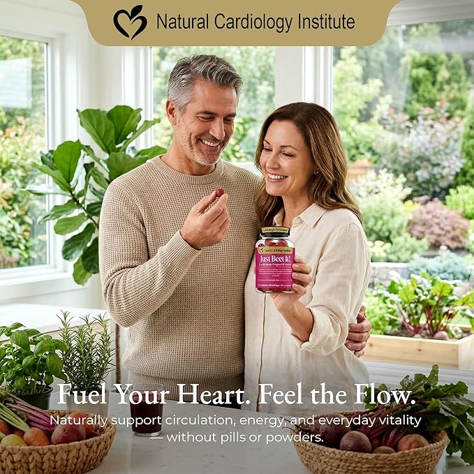 Just Beet It! Beet Root Gummies - Blood Pressure &amp Circulation Support Beet Gummies - Nitric Oxide Booster with CoQ10 &amp Grape Seed Extract - Heart Health &amp Energy for Men &amp Women - 60