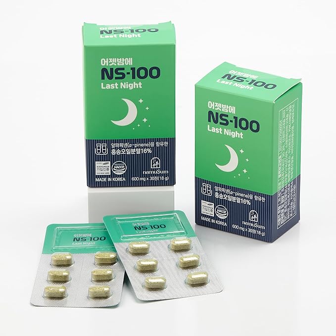 namuSum Last Night NS-100 Relaxation Support Supplement with Korean Red Pine Oil &amp L-Theanine 30 Pills