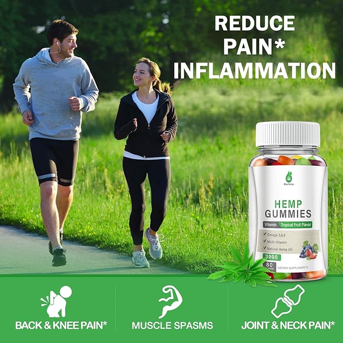 4 Pack Organic Hemp Gummies Extra Strengthen High Potency with Pure Hemp Oil Extract Vegan Edible Bear Candy for Relaxation and Peace