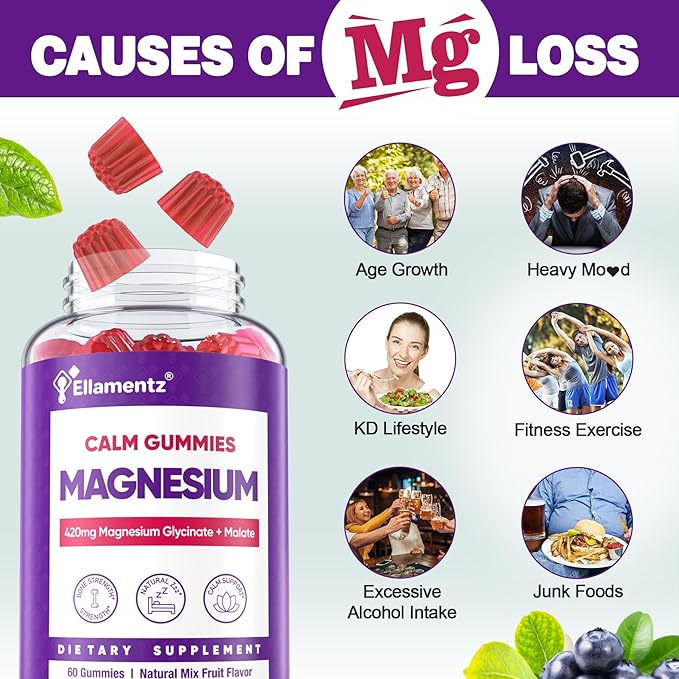 Magnesium Glycinate Gummies 420mg for Adults &amp Vitamin D3 K2 Filled Gummies