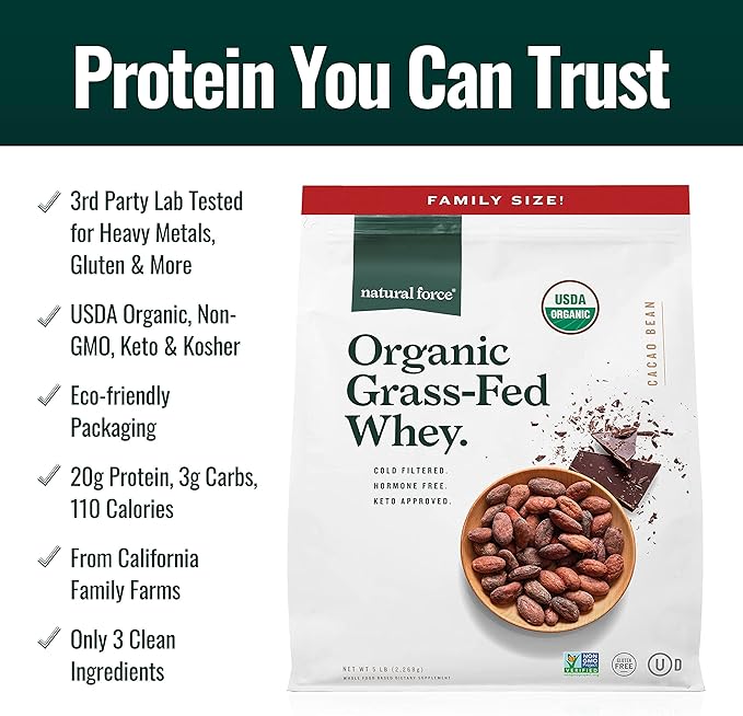 Natural Force Whey Protein Powder – Chocolate 5 lbs Clean Marine Collagen Powder 11.7 Ounce