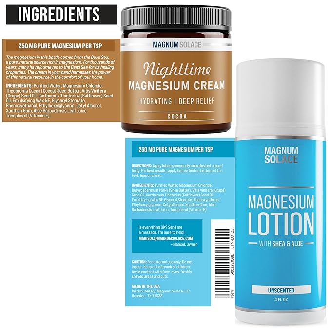 Nighttime Magnesium Cream and Magnesium Lotion - 2 Pack Bundle
