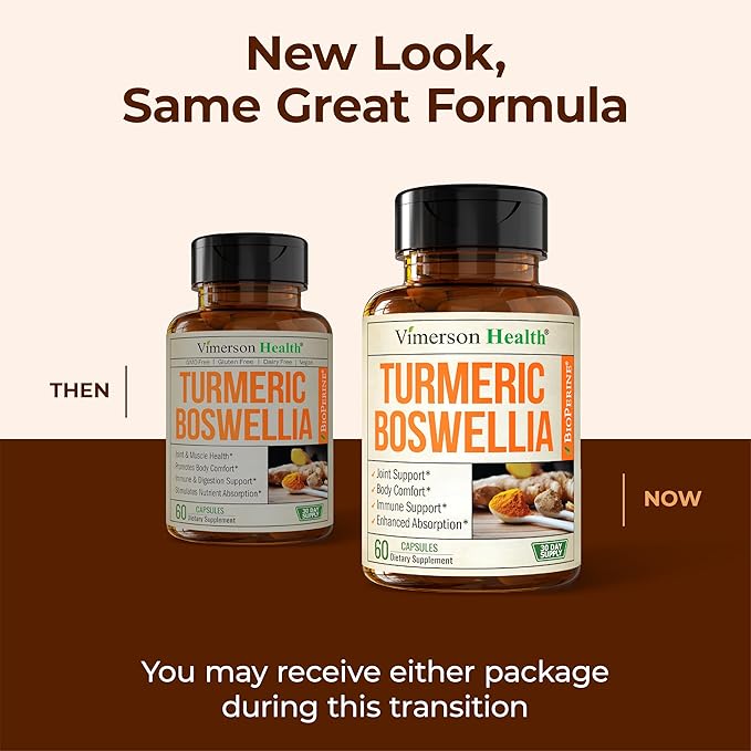 Boswellia Serrata Turmeric Supplement for Joint Support &amp Inflammation Balance – Turmeric Boswellia Supplement with Ginger &amp Black Pepper Extract for Enhanced Absorption – Non-GMO - 2pack