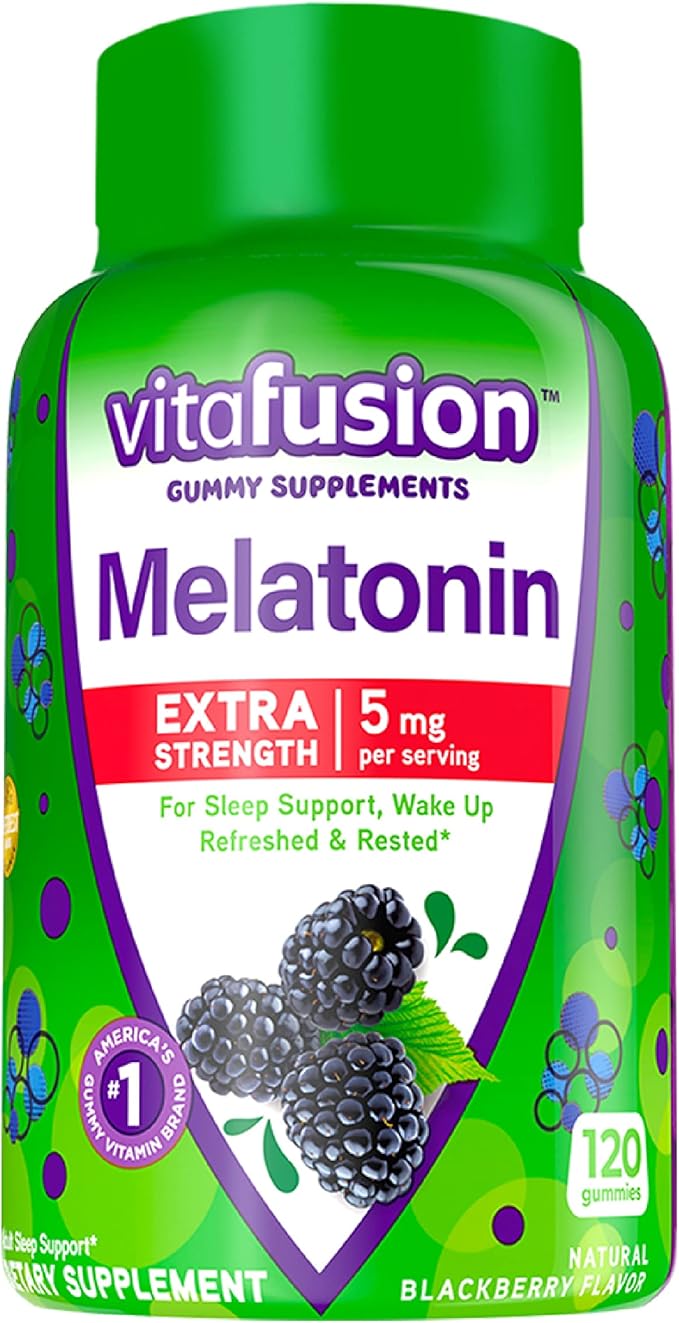 Vitafusion Fiber Well Fit Gummies 90 Count and Extra Strength Melatonin Gummies 120 Count Bundle