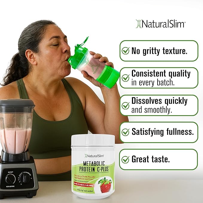 Metabolic Protein C-Plus Whey Protein Powder &amp Shake Meal Replacement with Vitamin C L-Glutamine &amp Digestive Enzymes Low Carb Protein Drink Support Metabolism Energy &amp Gut health 1.1lb