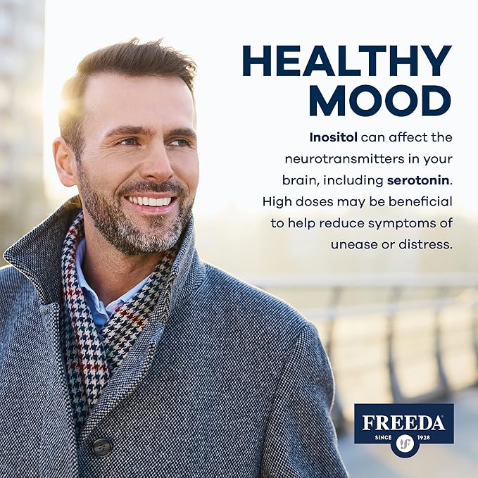 FREEDA Pure Myo-Inositol Powder – Vitamin B8 for Hormone Mood &amp Cellular Health – Supports Fertility Focus Energy &amp Nervous System Function – Kosher Vegan Non-GMO Gluten-Free (4 oz)