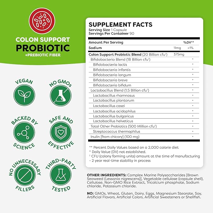 Probulin Women’s Probiotic + Colon Support Bundle – 90 Count Each – Daily Vaginal Digestive &amp Immune Health – 20 Billion CFU Vegan 2-Pack