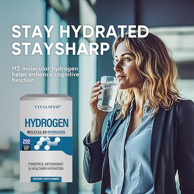 Hydrogen Tablets for Drinking Water | 8 PPM Molecular H2 Tablets with Magnesium | Supports Energy Metabolism &amp Brain Function | 240 Tablets Non-GMO Gluten Free