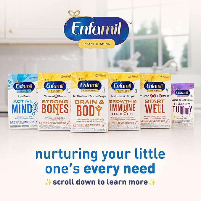 Enfamil Fer-in-Sol Iron Supplement Drops for Infants &amp Toddlers Supports Brain Development 50 mL Dropper Bottle Pack of 3
