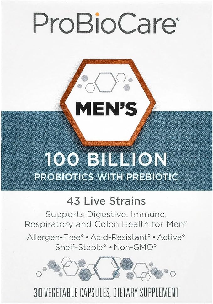 ProBioCare Probiotic for Men - Advanced Formula with 100 Billion CFUs to Support Digestive Health Boost Immune Function and Promote Gut Balance for Optimal Wellness (30 Vegetable Capsules)