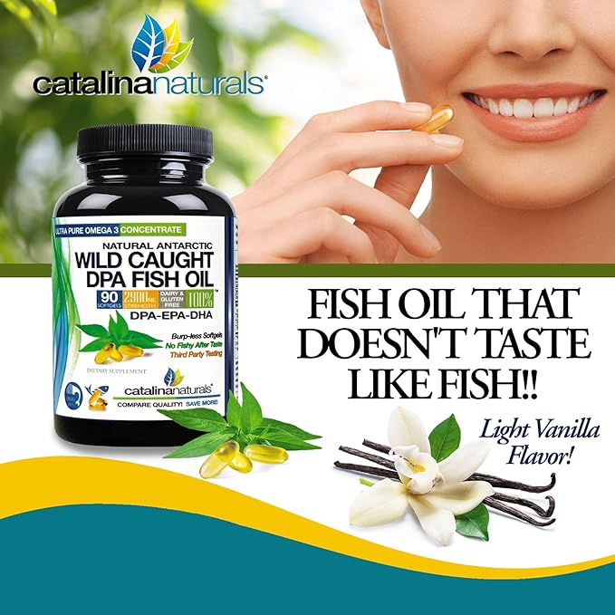 (Pack of 2) Wild Caught Omega-3 DPA Fish Oil - 2900 mg with DPA EPA &amp DHA - 180 SoftGels – Triple Strength Burp-Free