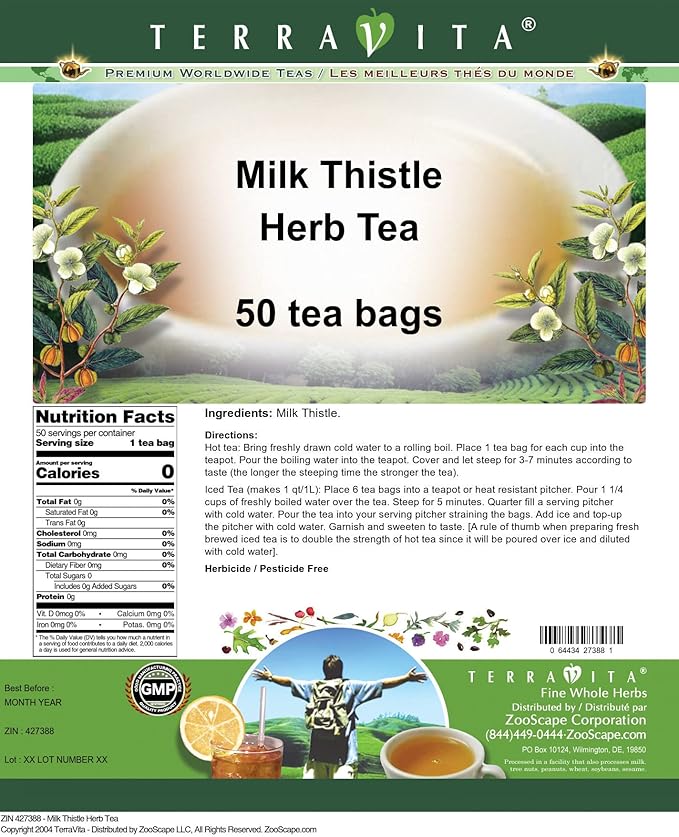 Milk Thistle Herb Tea (50 tea bags ZIN: 427388)