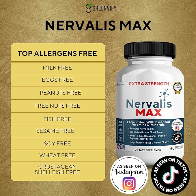 Nervalis MAX Extra Strength Nerve Health Support 60 Capsules 30-Day Supply (3)