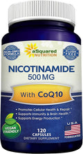 Nicotinamide with CoQ10 (120 Capsules) - Vitamin B3 500mg (Niacinamide Flush Free) - Coenzyme Q10 Powder - VIT B-3 &amp Coq 10 Supplement Pills to Support Energy NAD &amp Skin Cell Health
