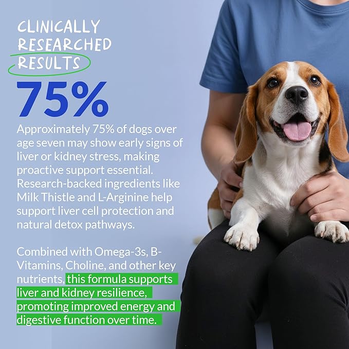 Milk Thistle for Dogs - 120 Chewable Tablets - Silymarin - Liver and Kidney Support with EPA &amp DHA - Detox - Liver Supplement for Dogs with Choline and L-Arginine (Milk Thistle Tablet)