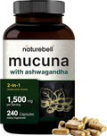 Mucuna Pruriens Capsules Triple Strength 1500mg Per Serving 2 in 1 Formula Made with Mucuna and Ashwagandha 240 Capsules Potent Seed Extract Positive Mood Relaxation &amp Restoration Support