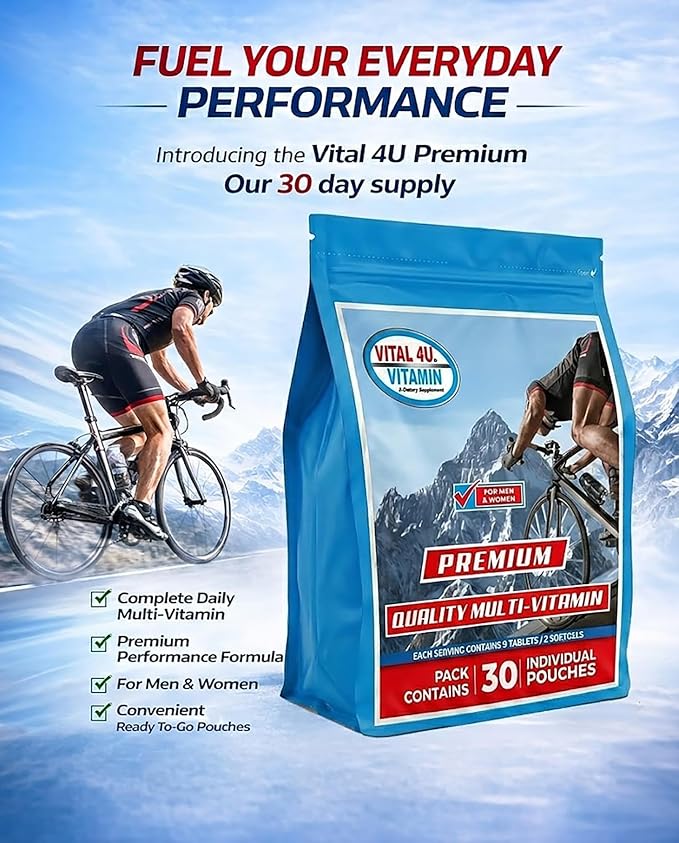 VITAL 4U® Vitamin - Premium Multivitamin for Men and Women | Supports Immune System Energy Heart Health and Body Functions Plus Sports Nutrition with Joint Support - 30 Servings