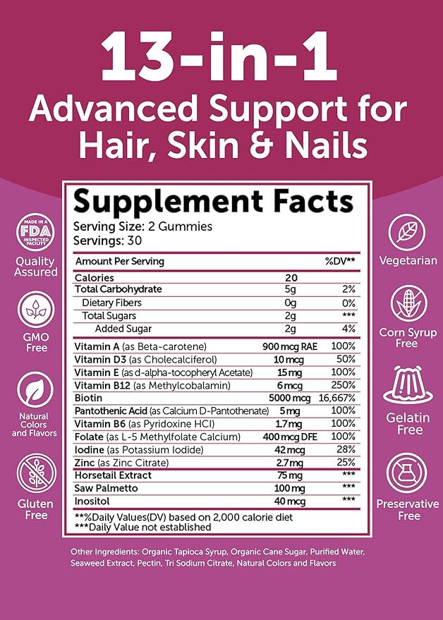 Lunakai USA Made Hair Glow &amp Grow + Collagen Extra Strength Gummies Bundle – Naturally Flavored Non-GMO – 60ct Each