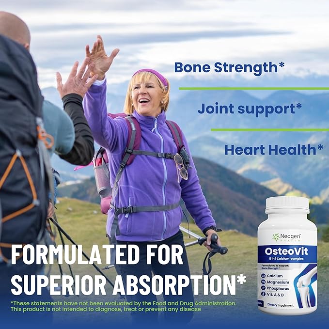 OsteoVit 5-in-1 Calcium 120 tabs Multivitamin: Calcium Magnesium Phosphorus Vitamin D3 &amp A - Bone Strength &amp Flexibility* Non-GMO Gluten Free | Calcium Supplement for Women &amp Men with