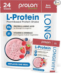 Prolon Longevity Plant Based Protein Powder | Muscle Synthesis &amp Repair Healthy Aging Boost Performance | Vitamins Gluten Free Amino Acids Antioxidants | 25g of Protein | Berry 24 Packets