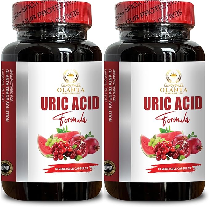 URIC Acid Cleanse Formula - Lower uric Acid Levels antioxidants Supplement Joint Support Supplement uric Acid Supplement Pomegranate Turmeric - 2 Bottles 120 Capsules