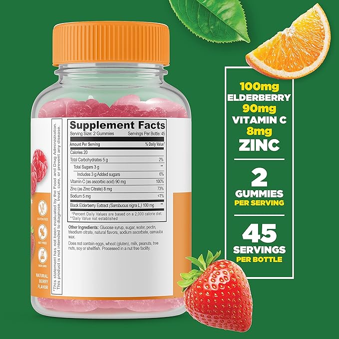 Lifeable Magnesium + Immune Support Gummies Bundle - Great Tasting Vitamin Supplement Gluten Free GMO Free Chewable Gummy