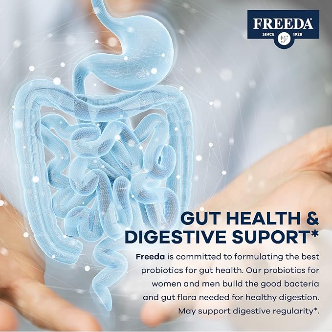 FREEDA Acidophilus Probiotic 1 Billion CFU - Lactobacillus Acidophilus Probiotics for Women &amp Men - Women's Probiotics for Digestive Health - Gut Health Supplements for Women &amp Men (250 Capsul