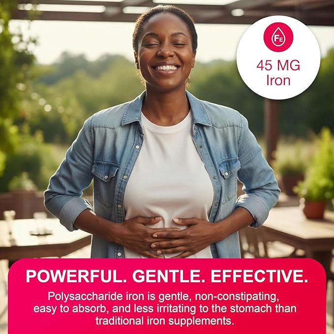 i-max Maintenance Iron Supplement 45mg Elemental Iron-Polyschaccaride Complex + Vitamin C &amp B12 Iron Supplement for Women &amp Men No Artificial Dyes Orange Flavor 100 Chewable Tablets