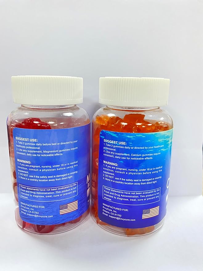 Sugar Free Calcium Gummies 600mg Ocean Algae Calcium with Vitamin D3 K2 &amp Sugar Free Magnesium Gummies Triple Magnesium Supplement