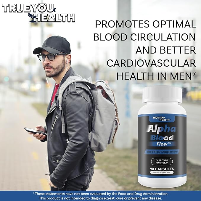 Alpha Blood Flow - Improved Formula - Our Best Alpha Boost Male Blood Circulation Supplements for Men - Circulatory Supplements Best Blood Flow Vasodilator Nitric Oxide Blood Flow Supplements for Men