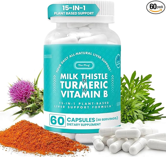 The Plug Liver Cleanse Detox &amp Repair Milk Thistle (Silymarin) Turmeric Dandelion Root &amp Vitamin B– Herbal Capsules for Liver Digestive &amp Immune Support – Non-GMO Gluten-Free Kosher –