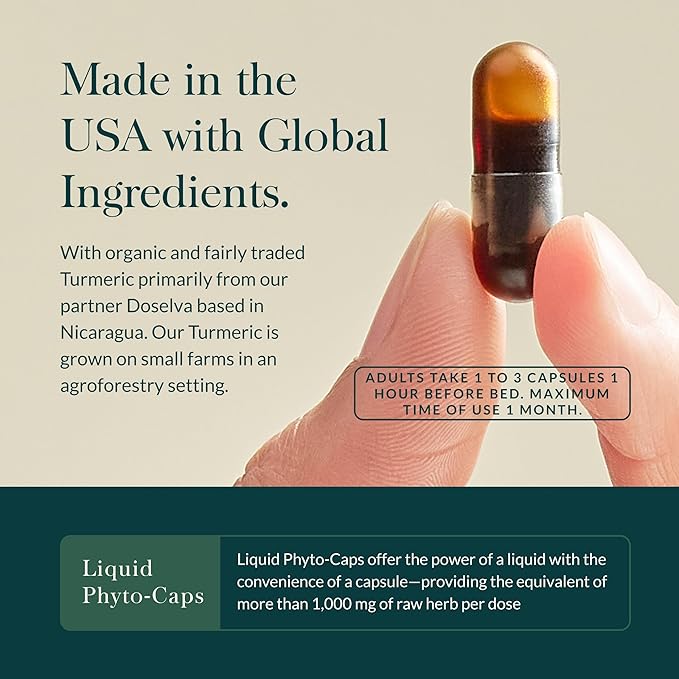 Gaia Herbs Turmeric Supreme Ache P.M. - Helps Provide Nighttime Comfort to Support More Restful Sleep* - with Turmeric Root Valerian California Poppy &amp More - 60 Liquid Phyto-Caps (20 Servings)