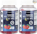 Vitamatic Sugar Free Melatonin 60 mg - 60 Vegetarian Gummies - Non-Habit Forming Supplement (Pack of 2)