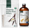 Natural Force Pure Omega 3 - Liquid Fish Oil Lemon Cake Flavor Grass Fed Organic Whey Protein Powder Vanilla Flavor