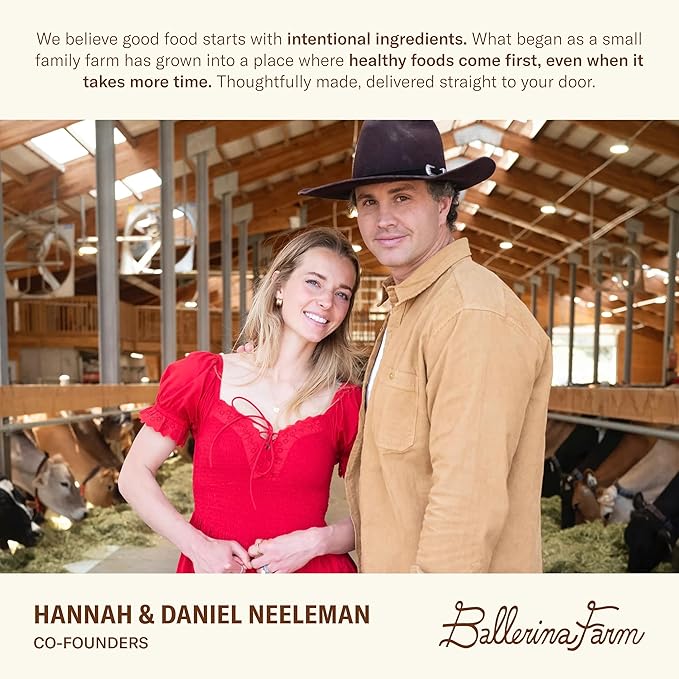 Ballerina Farm Grass Fed Whey Protein Powder Creamy Chocolate 24g Protein with Collagen Peptides Bovine Colostrum Hemp Hearts Prebiotic Fiber No Added Sugar or Artificial Ingredients 20 Servings