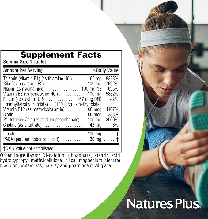 NaturesPlus Mega B-100 Complex - 60 Sustained Release Tablets - Balanced B Complex - Energy Support - Vegetarian Gluten Free - 60 Servings